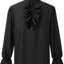 Spooktacular Creations Adult Mens Medieval Pirate Shirt Renaissance Victorian Tops for Halloween Costume Party (Black, M)