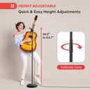 Pyle Adjustable Height Microphone Stand, 36.2" - 63.7 Inches Universal Mic Holder, Compact Design, Sturdy and Lightweight, Ideal for Studio and Concerts, With Mic Clip, Rubber Base (Black)