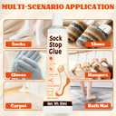 4 x Sock Stop, Transparent Waterproof Sock Glue for Bath Mat, Anti Slip Socks, Carpets, Blankets, Washable Sock Stop Anti Slip Adhesive with Tip Applicator to Enhanced Grip (50ml)