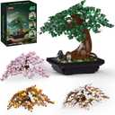 900Pcs Four Seasons Bonsai Tree Building Set,4In1 Flowers Cherry Blossom Bonsai Building Kit, Botanical Collection DIY Plants for Home Office Decor, Christmas Birthday Gift for Adults Kids Girls