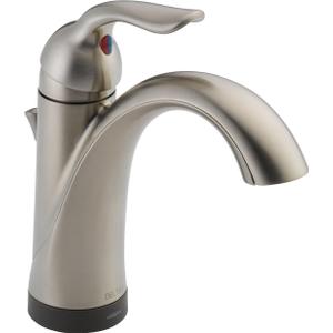 Delta Faucet Lahara Single Hole Bathroom Faucet with Touchless Technology, Brushed Nickel Bathroom Sink Faucet, Single Handle Bathroom Faucet, Bath Faucet, Push Pop-Up Drain, Stainless 538T-SS-DST
