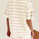 PRETTYGARDEN Women's 2 Piece Shorts Sets Casual Summer 2025 Short Sleeve Striped Sweater Set Matching Beach Vacation Outfit (White, XL)