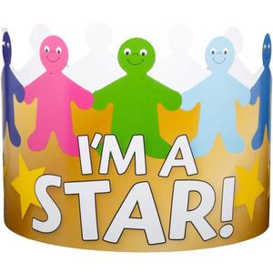 Hygloss Star Student Crowns - Pack of 12 Colorful, Adjustable Paper Crowns - Classroom Prizes, Kindergarten Classroom Must Haves, Kids Prizes for School, Star Hat, Incentive Prizes for Kids