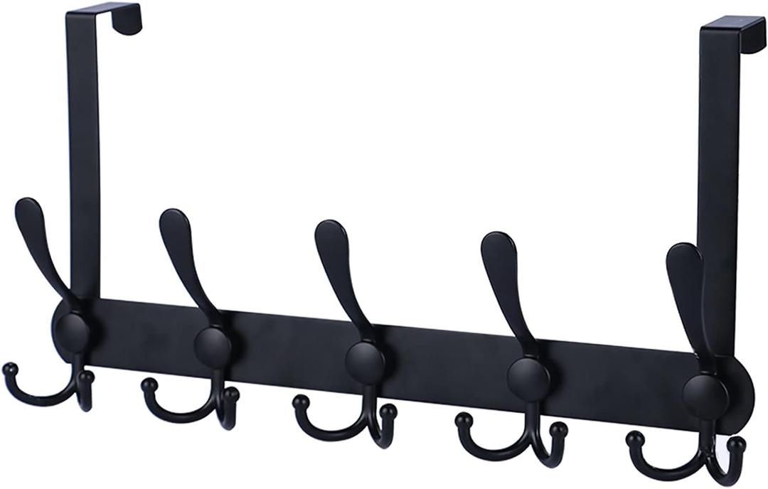 Encozy Over The Door Hooks,Coat Rack for Hanging Clothes Hat Towel (Heavy Duty Black 1pcs)