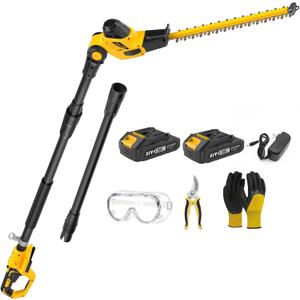 Pole Hedge Trimmer Cordless, 9-Feet Reach Power Hedge Trimmer with Extension Pole, MAX 20-inch, Multi-Angle, 2 * 2.0Ah Battery and Fast Charger Included