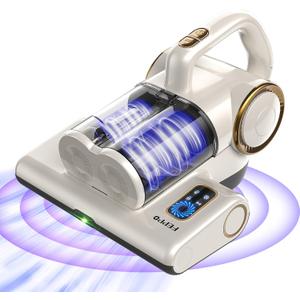 FEPPO Mattress Vacuum Cleaner, 16Kpa Bed Vacuum Cleaner with 253.7nm UV-C Light, 140F Heat, HEPA Filter & Ultrasonic, Versatile Handheld Vacuums for Bed, Sofa, Couch, Crib(Corded, 500W) (White)
