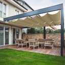 4'W X 15'L Pergola Shade Cover Retractable, Sliding Shade Awning high-Density Polyethylene Fabric, Wave Shade sail for Patio Garden Backyard Deck Trellis, Beige