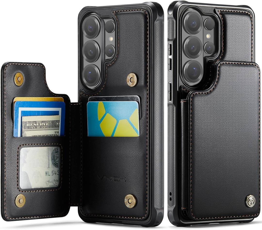 Vinich for Samsung Galaxy S26 Ultra Wallet Case with Card Holder, RFID Blocking Credit Slots Kickstand Shockproof Phone Cover for Women Men, Black