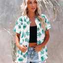 siliteelon Womens Short Sleeve Button Down Shirts Summer Blouses Casual Tops Hawaiian Tropical Floral Printed Camp Shirts (S)