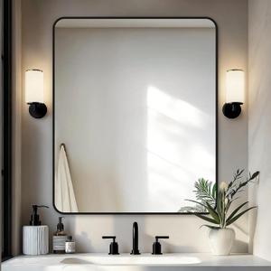 Delma Bathroom Vanity Mirror, Black Framed Bathroom Mirror for Over Sink, High-Definition Bathroom Mirror, Versatile Bathroom Vanity Mirror, Hangs Horizontally or Vertically(36x30, Black)