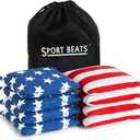 SPORT BEATS Cornhole Bags Set of 8 - Regulation Size & Weight Bean Bags, Heavy Duty Double-Stitched Canvas for Tailgating, Outdoor Backyard Game Accessories with Carry Tote