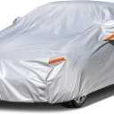 Kayme 6 Layers  Car Cover Custom Fit Waterproof All Weather for Automobiles, Outdoor Full Cover Rain Sun UV Protection.Silver