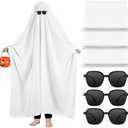 Ramede 3 Pcs White Sheet Ghost Costume Halloween Ghost Boo Costume Black Sunglasses for Adults Halloween Cosplay