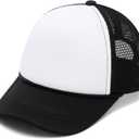 2 x Mesh Toddler Baseball Cap, Adjustable Strap Sun Hat for Kids 0-8T | Breathable mesh back, sponge padded brim, adjustable closure, sizes 0-8T for summer outdoor activities (Black)