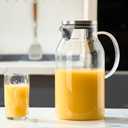 Karafu 95 Ounces/2.8 Liter Glass Pitcher with Lid, Wide Mouth Heat Resistant Water Jug for Hot/Cold Water, Ice tea and Juice Beverage