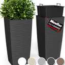 Mueller M-Resin Heavy Duty Tall Planters for Outdoor Plants, Indoor Grande Plant Pots, Boxes, Trees, Flower Pots, 2-Piece Set, 27.5, Modern Design, Built-in Drainage, Front Porch Decor, Dark Grey (27.5 x 14")