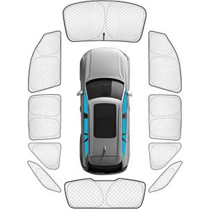KMF 10pcs Thicken Sun Shades for Mercedes Benz GLE 2020-2024 Accessories,Full Car Window Covers Sunshade for Windshield Side Rear, UV Block and Blackout Privacy for Car Camping Outdoor