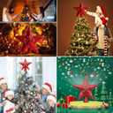 Christmas Tree Topper Lighted with 6 Projected Patterns -Christmas Star Tree Topper Built-Led Rotating Lights -3D Glitter Dynamic Projector for Indoor Xmas New Year Holiday Party Decorations, Golden Star