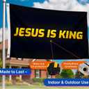 3x5 Ft Jesus is King Polyester Single Sided Flag with 2 Brass Grommets - Jesus Bedrooms Wall Decoration - Religious Cool Flags Banner for Room Guys College Dorm - Christian Flags for Indoor or Outdor