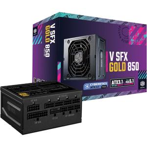 Cooler Master V850 SFX Gold 850W Fully Modular Power Supply – 80+ Gold Certified SFF PSU, ATX 3.1 & PCIe 5.1 Ready, 90° Angled Cable, Low Noise, Small Form Factor ITX PSU, Black