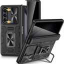 VEGO for Galaxy Z Fold 5 Case, with Privacy Screen Protector, Built-in Slide Camera Cover & 360 Magnetic Kickstand Drop Protection Case for Samsung Galaxy Z Fold 5 5G 2023-Black