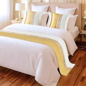 Bed Runner Smooth Comfort Decorative Jacquard Bed Scarf for Home and Hotel King Size Bed Throw Bedroom (Gold, 50x210cm/19.6x82in)