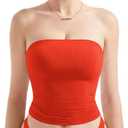 SUUKSESS Women Sexy Tube Top Summer Y2K Going Out Double Lined Basic Tank Top (Medium, Red)