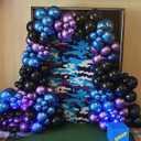 Black Purple Blue Balloons Arch Kit,114pcs Galaxy Balloon Garland Kit with Metallic Balloons for Birthday Graduation Baby Shower Video Game Party Outer Space Party Decorations