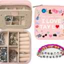 GLOONITY Jewelry Box as Christmas Gifts for Teens, Taylor Merchandise, Small Jewelry Case with Mirror and 2 Pcs Bracelets for Fans, Taylor Merch Jewelry Box as Birthday Gifts for Girls - Pink