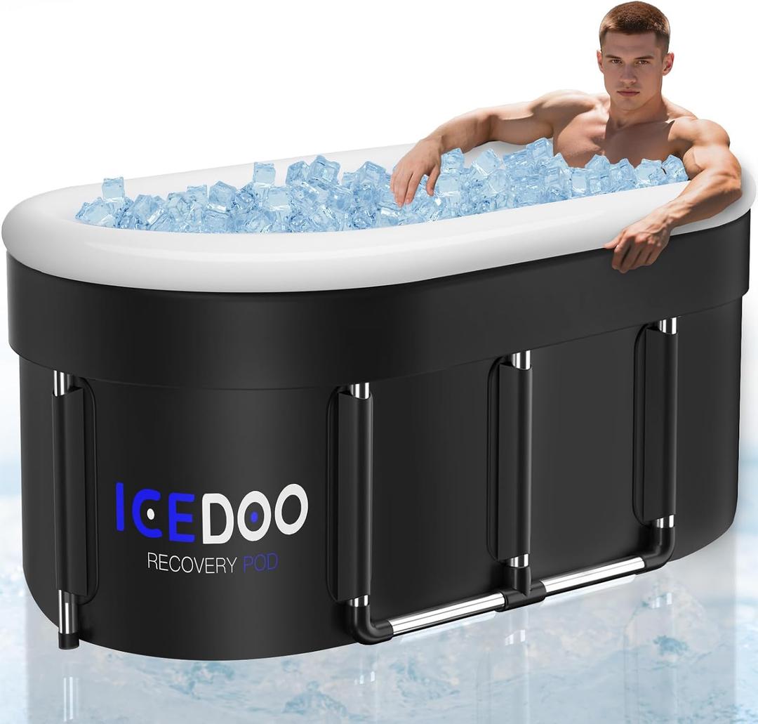 Wxtkkom Ice Bath Tub for Athletes, 175 Gallons Hot & Cold Plunge Tub with Cover for Recovery, Cold Water Therapy, Multiple Layered Portable Hot Tubs for Cold Water Therapy-Black