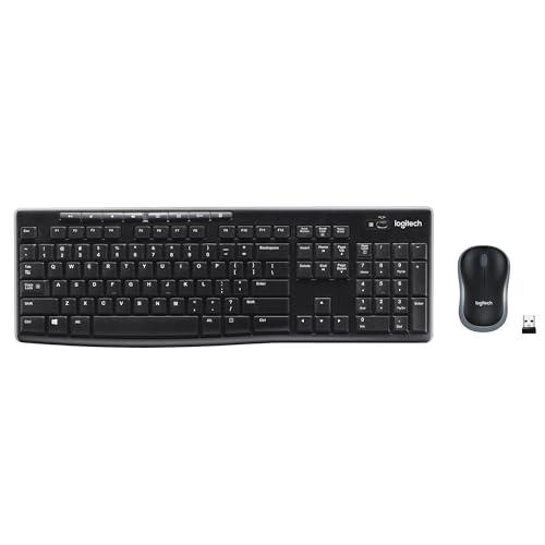 Logitech MK270 Wireless Keyboard and Mouse Combo for Windows, 2.4 GHz, 8 Multimedia Keys, PC, Laptop, Wireless Keyboard Compact Mouse Combo - Black