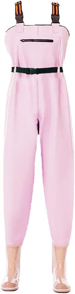 Aikelai PVC Insulated Chest Waders for Women/Girl,Waterproof Duck Hunting Fishing Waders,Womens Fishing Wader with Boots (10, Pink)