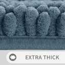 Yimobra Bathroom Rugs Sets 2 Piece, Soft Absorbent Chenille Bath Mat and U-Shaped Toilet Rug, Non Slip Machine Washable Quick Dry, Plush Shower Rugs for Bathroom Floor, 24"x17"+24"x20", Denim Blue