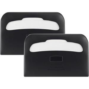Commercial Toilet Seat Cover Dispenser Wall Mount (2-Pack), Black Half-Fold Toilet Seat Cover Holder for Bathroom/Restroom
