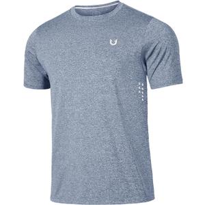 NORTHYARD Men's Athletic Running Shirts Short Sleeve Workout T-Shirts Quick Dry Lightweight Active Tee Gym Sports Performance BLUEHEATHER, Large