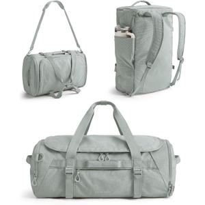 BAGSMART 4-IN-1 Duffle Bag for Travel, 40L Travel Bag Gym Duffle, TSA Carry on Backpack with Shoes Compartment & Wet Pocket, Water-resistant Workout Duffel, Grey