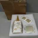 4 Piece Bathroom Accessories Set - White Bathroom Accessory Sets Includes Lotion Dispenser, Toothbrush Holder Tumbler, and Soap Dish - Glossy Finish (Marble, White)