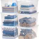 IRIS USA 6-Pack Storage Bins with Lids, 68 Quart, Clear Stackable Containers Box Organize Shoes Closet Shelves Clothes Blankets Towels - BPA-Free Plastic