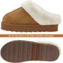 Womens Plush Platform Slippers Warm Fuzzy Winter Slippers Indoor/Outdoor Cozy House Shoes with Non-Slip Rubber Sole (8, Beige)