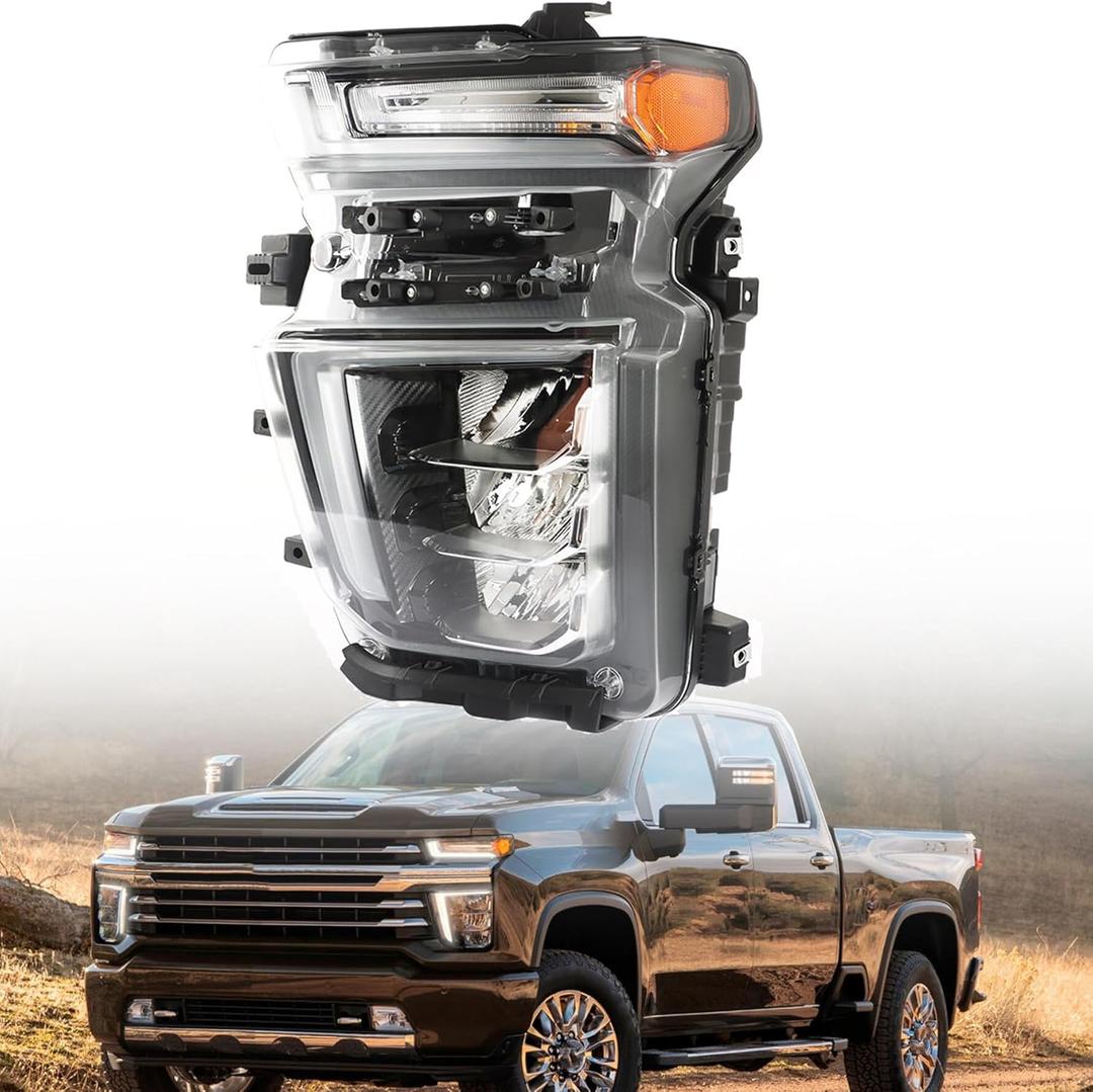 munirater Headlight Assembly Replacement for 2020-2023 Silverado 2500HD 3500HD Black Headlamp Left Drive Side GM2502505 | 84738618 |