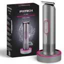 PRITECH Pubic Hair Trimmer Women - Rechargeable Bikini Trimmer for Women Sensitive Skin, Wet & Dry Use, Pain-Free Electric Razor&Shaver with Standing Recharge Dock, Ideal Gift, Aurora Gray