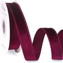 Ribbli Burgundy Velvet Wired Ribbon 1 Inch Velvet with Satin Christmas Ribbon for Gift Wrapping Christmas Tree Decoration Crafts Wreaths Supplies-Continuous 10 Yards