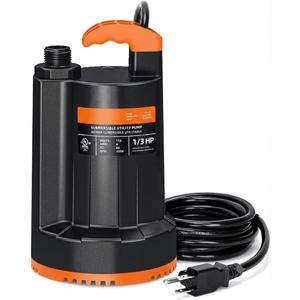LEO Submersible Water Pump, 2250GPH Sump Pump Submersible Basement Portable Electric Utility Water Pump Removal for Pool Draining Basement Hot Tubs Garden Pool Cover Pond, Black