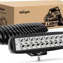 Nilight 2PCS Led Pods 6 Inch 60W Spot Light Bar 3000LM Driving Fog Off Road Lights 12V/24V for Trucks Jeep UTV ATV Marine Boat Golf Cart Trailer (Black Shell White Lights)
