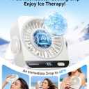 KIMMOO USB Desk Fan for Bedroom, 199 Speeds Turbo Airflow, Portable Fan with Ice Cooling, Digital Display Quiet Table Fan, 270 Rotating Small Rechargeable Battery Desktop Fans for Home Office (White)