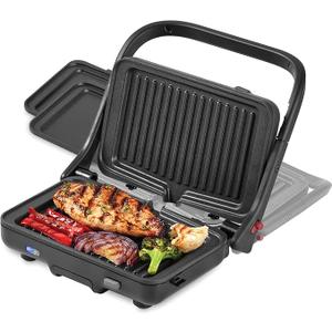 Dash MultiMaker® Flex Press Grill System, Grill and Griddle - Nonstick Removable Plates - Indoor Countertop Electric Grill for Sandwiches, Burgers, and Breakfast - Forged Iron