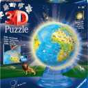 Ravensburger Childrens Globe Night Edition 3D Jigsaw Puzzle - 180 Piece Set | Features LED Light | Interactive and Educational Toy | Ideal for Kids and Adults | Model 11288