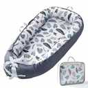 Baby Lounger for Newborn 0-24 Months Soft Baby Nest Cover Co Sleeping Organic Breathable Snuggle Nest Me Lounger Pillow for Infants (White and Blue)