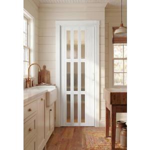 SmartStandard 32" x 80" Accordion Doors with Frosted Acrylic Glass, White