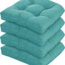 19x19 Outdoor Chair Cushions Set of 4, Wicker Patio Furniture Cushions with Tufted Buttons, Thick Outdoor Seat Cushions for Lawn Chairs, Overstuffed and Water Resistant, Teal (19''x19''x5''-4PACK)
